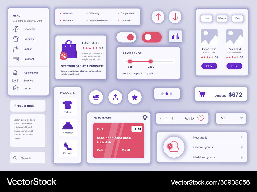 User interface elements set for commerce mobile vector image