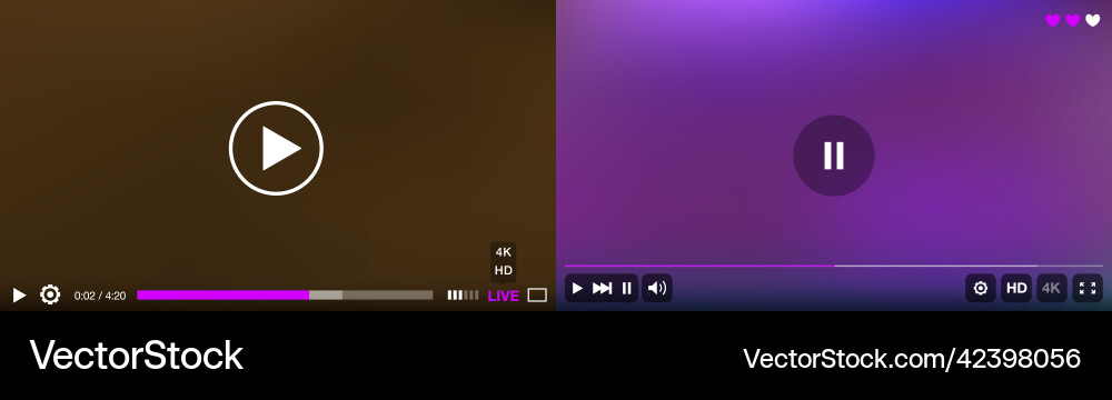 Video player window with menu and buttons panel Video player window with menu and buttons panel vector image