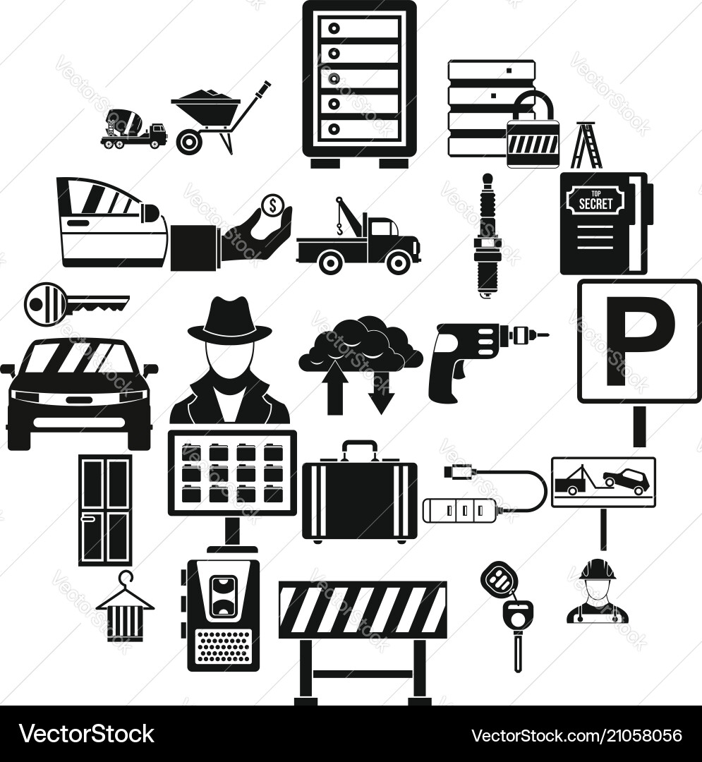 Wrench icons set simple style Wrench icons set simple style Vector Image
