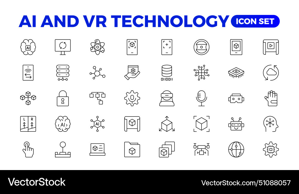 Artificial intelligence set of web icons in line Artificial intelligence set of web icons in line vector image