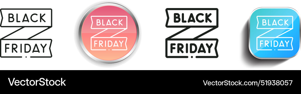 Black friday icon thin linear regular and button vector image