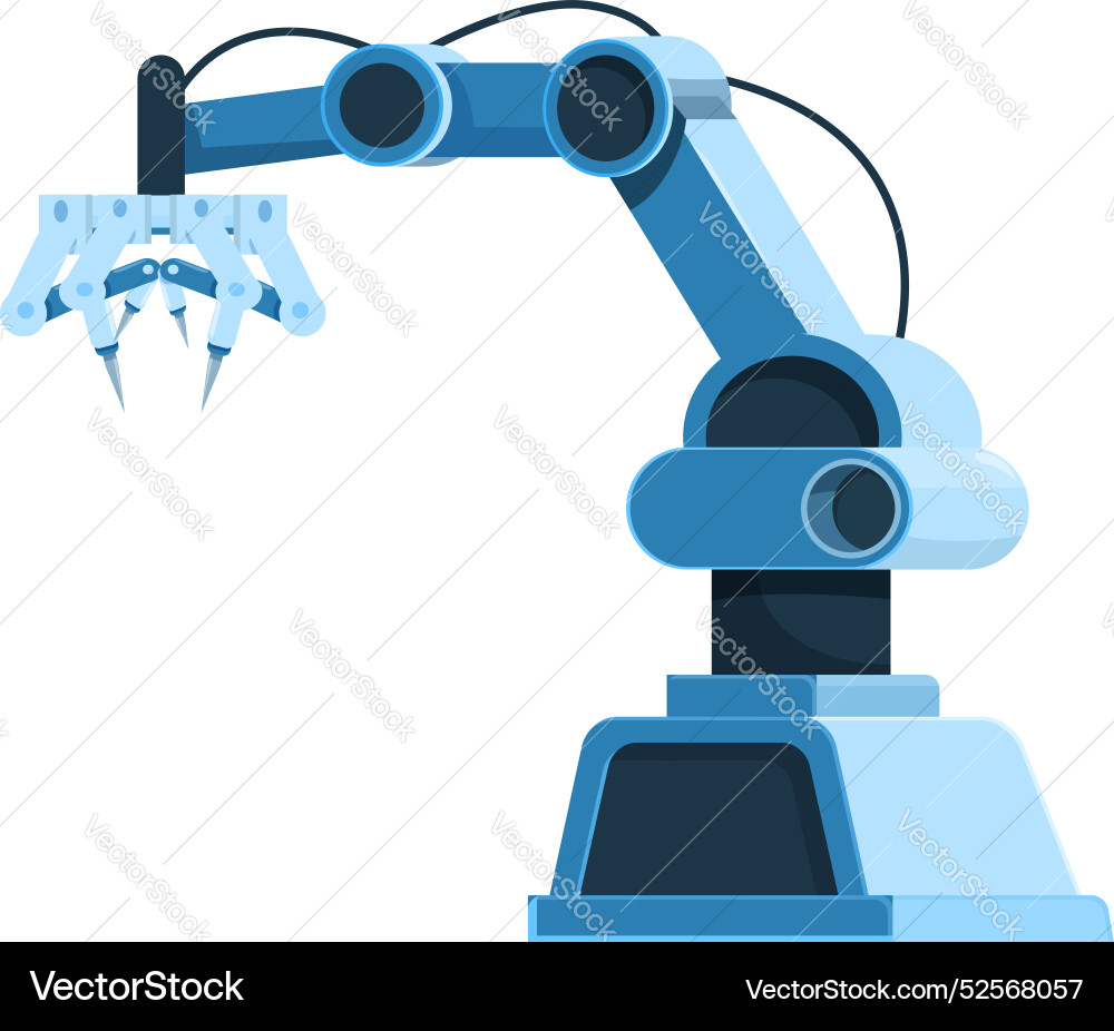 Blue robotic arm picking up object using Blue robotic arm picking up object using vector image
