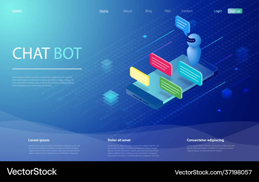 Chatbot isometric chat bot Chatbot isometric chat bot vector image