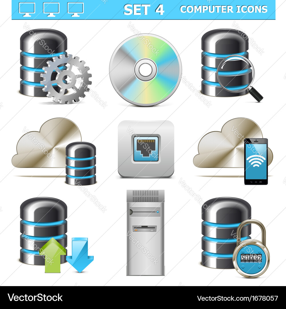 Computer Icon Set - Data & Network vector image