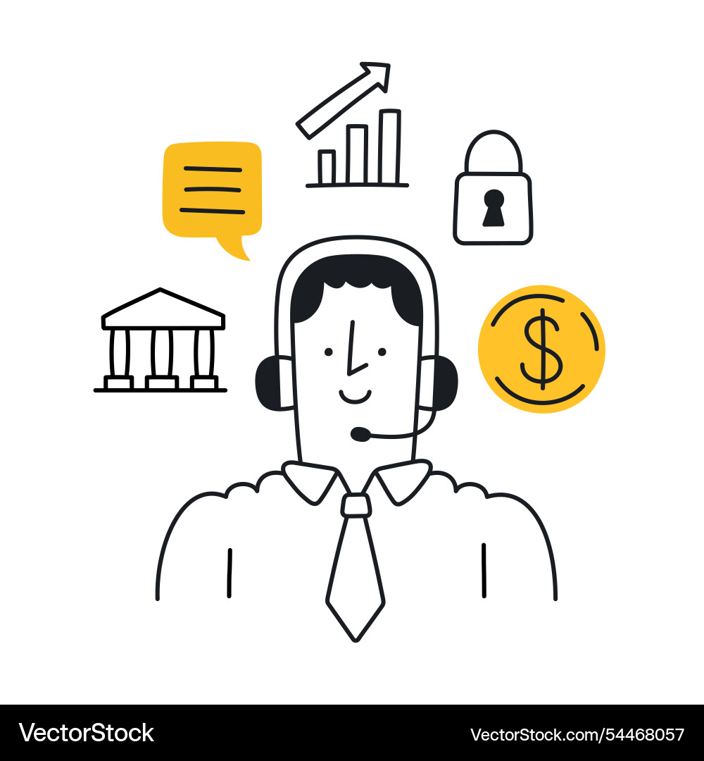 Customer support representative with headset Vector Image