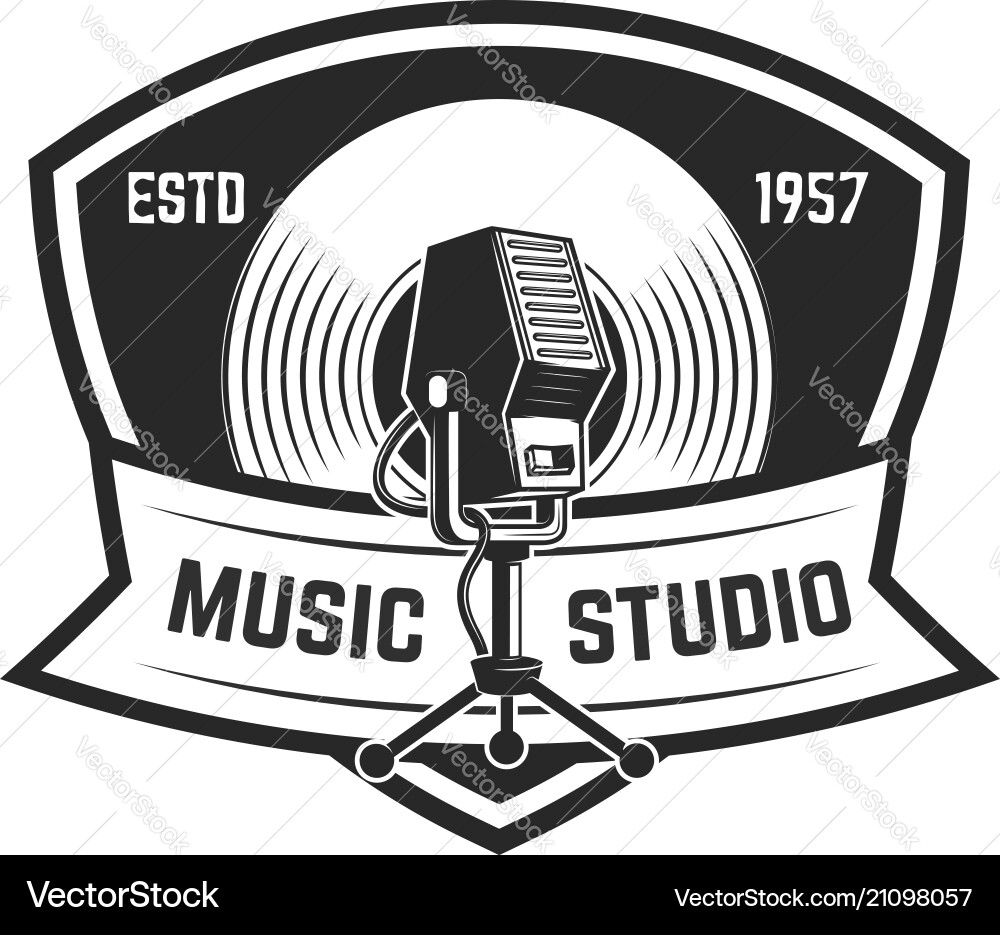 Emblem template with retro microphone design Emblem template with retro microphone design vector image