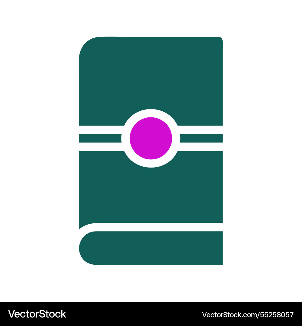 Green book with purple circle and white lines Vector Image