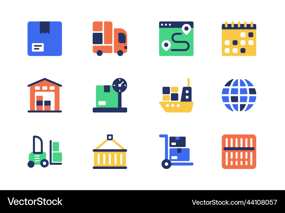 Shipping concept of web icons set in simple flat vector image