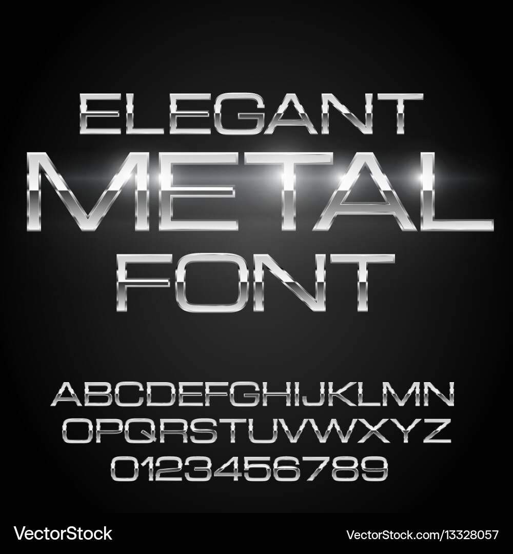 Silver Chrome Metal Font vector image