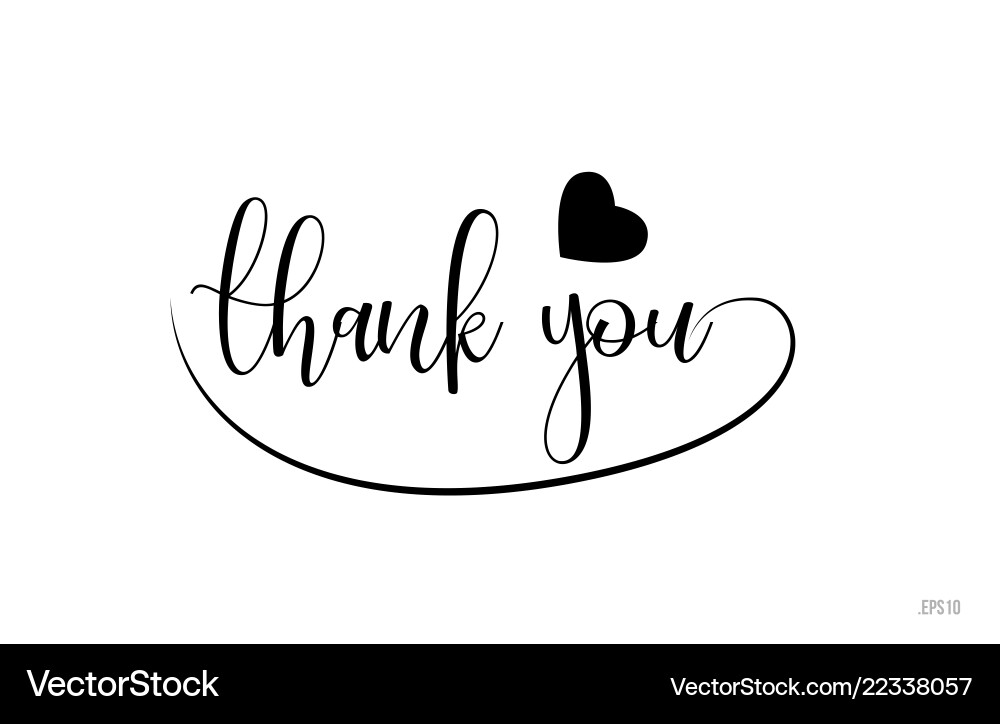 Thank you typography text with love heart Vector Image 
