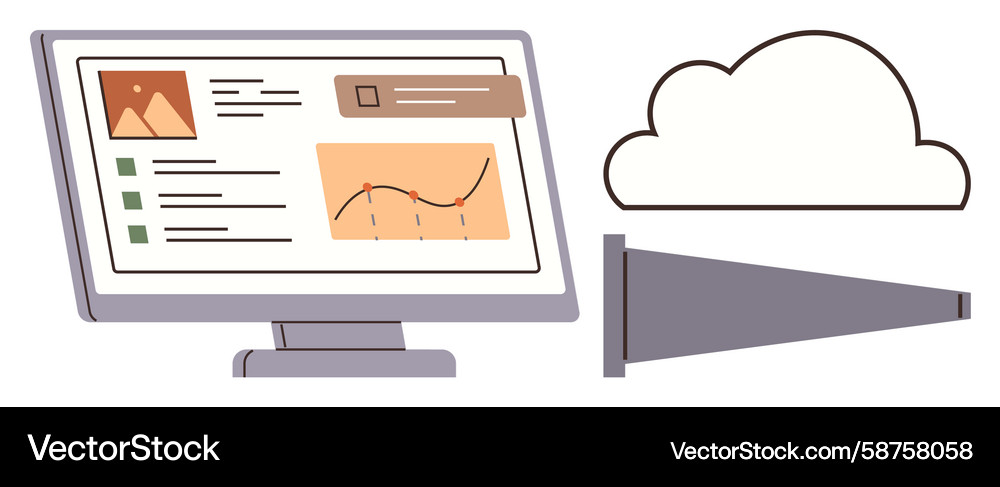 Analytics Dashboard with Cloud Storage Vector Image