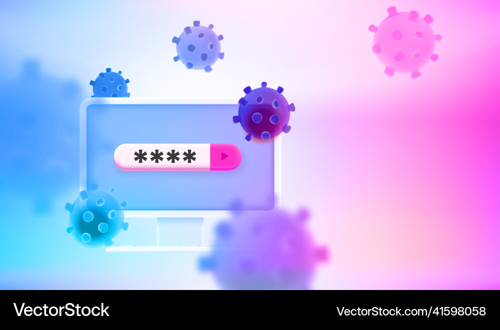 Computer protected by password 3d concept Computer protected by password 3d concept vector image