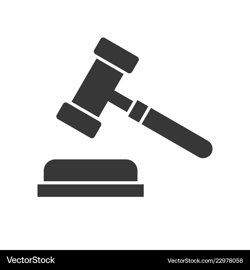Judge's Hammer and Gavel Icon Vector Image