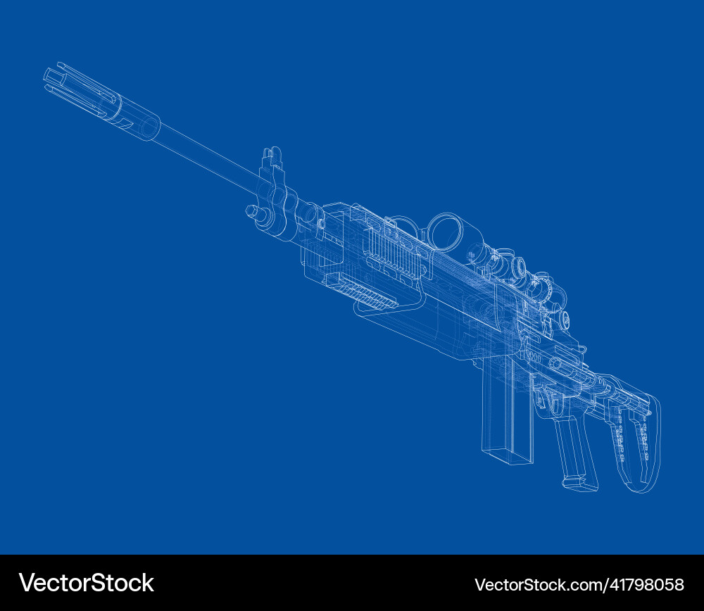 Machine gun rendering of 3d Vector Image