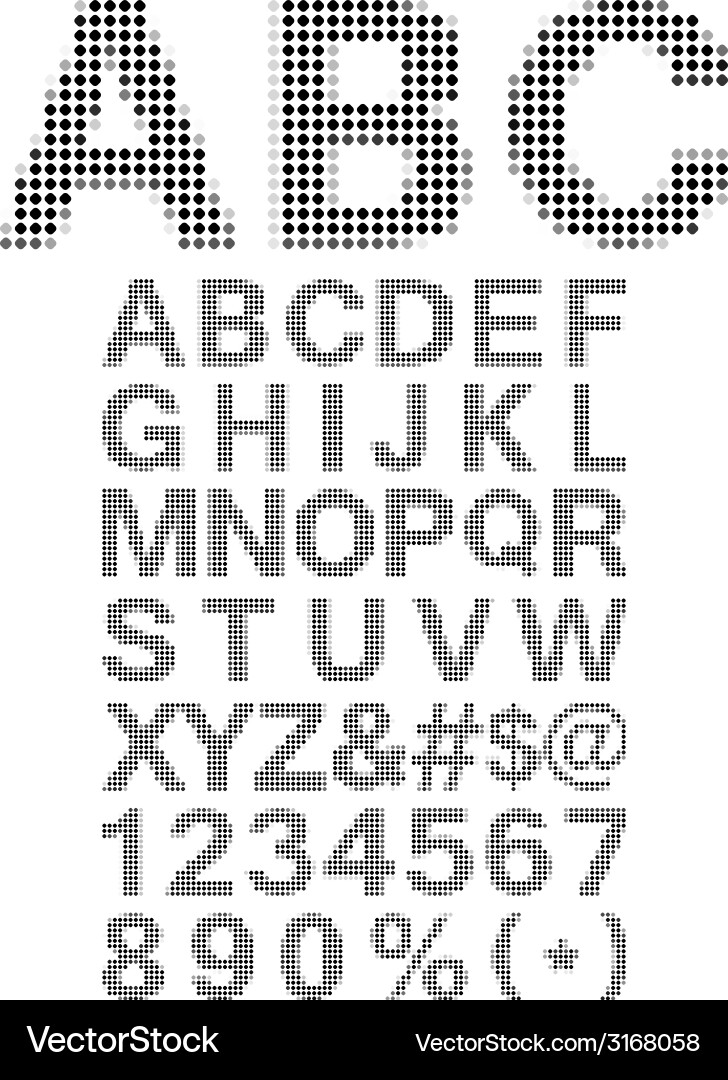 Pixel font - alphabets and numerals characters vector image