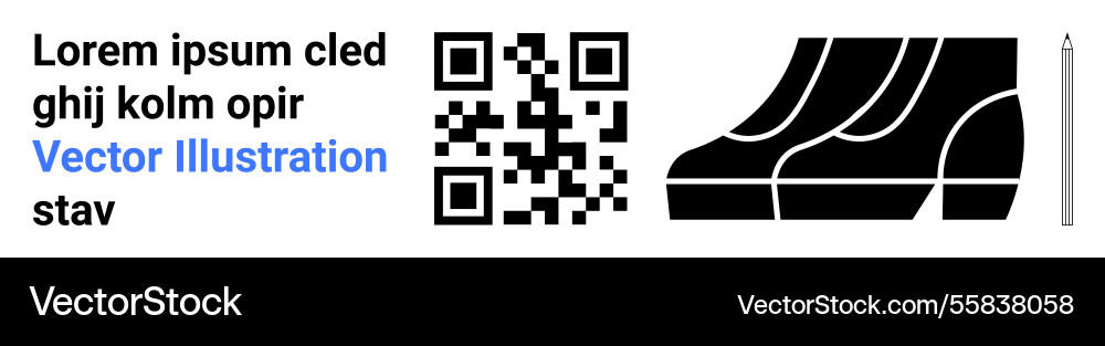 Qr code with placeholder text and striped graphics vector image
