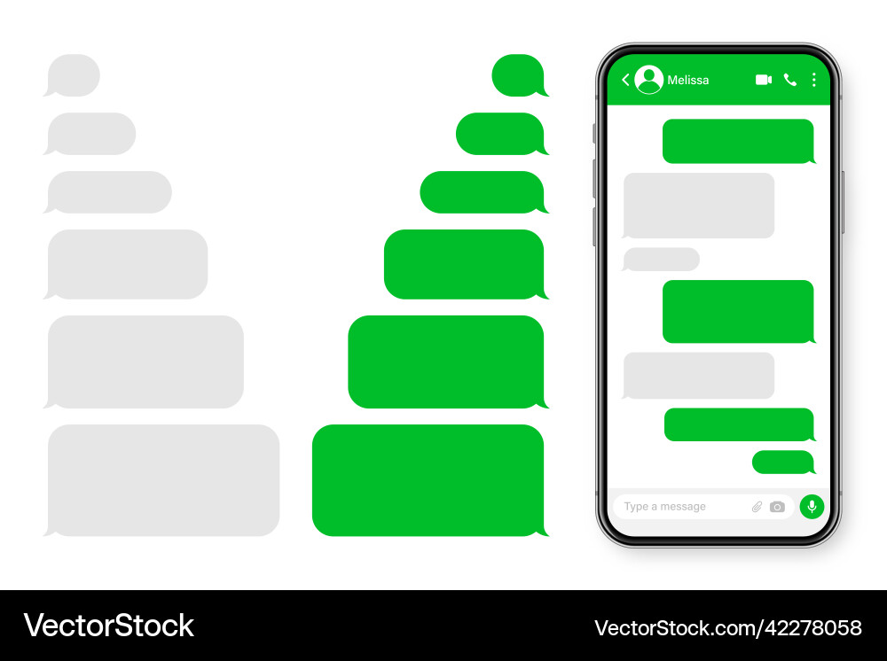 Realistic smartphone with messaging app blank sms Realistic smartphone with messaging app blank sms vector image