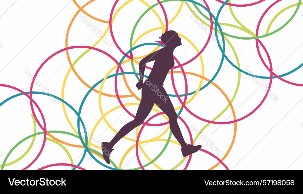 Runner in abstract colorful network design Vector Image
