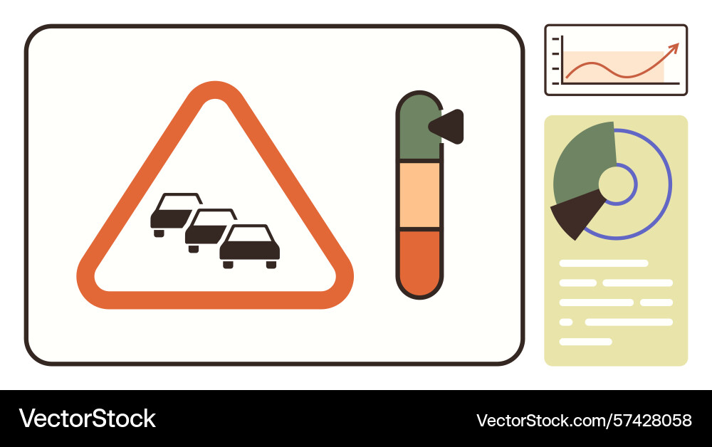 Traffic congestion warning with performance charts Traffic congestion warning with performance charts vector image