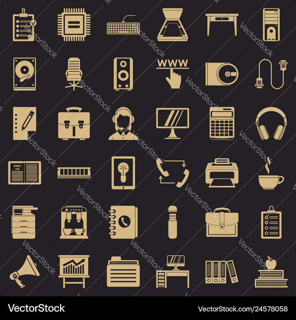 Work computer icons set simple style Work computer icons set simple style vector image