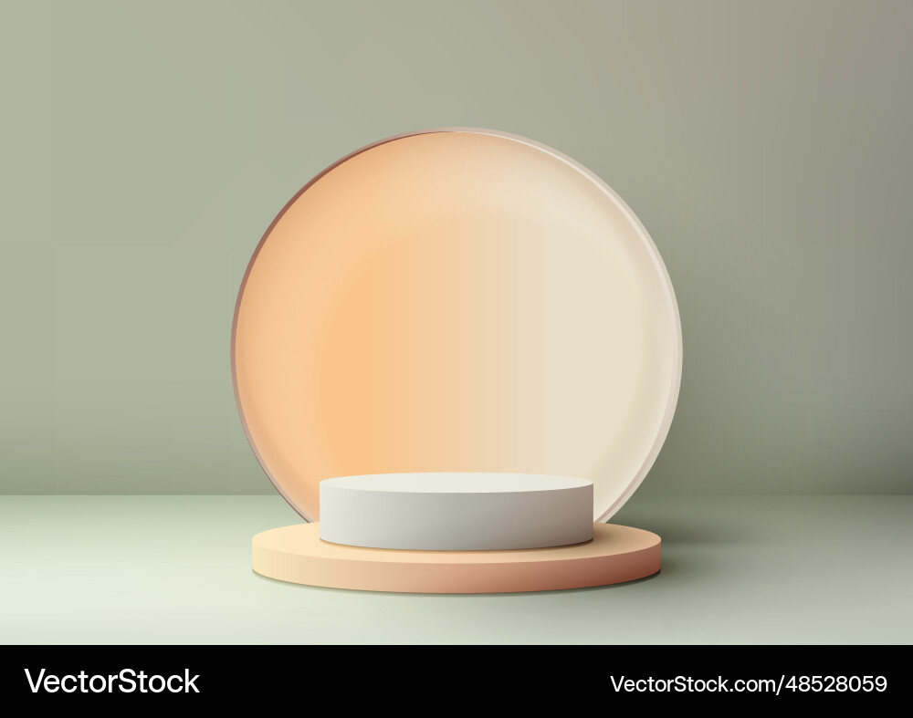3d white podium with circles backdrop on soft vector image