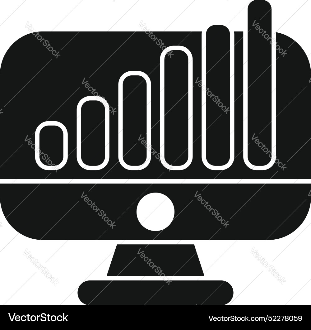 Computer monitor displaying growing bar chart icon Computer monitor displaying growing bar chart icon vector image