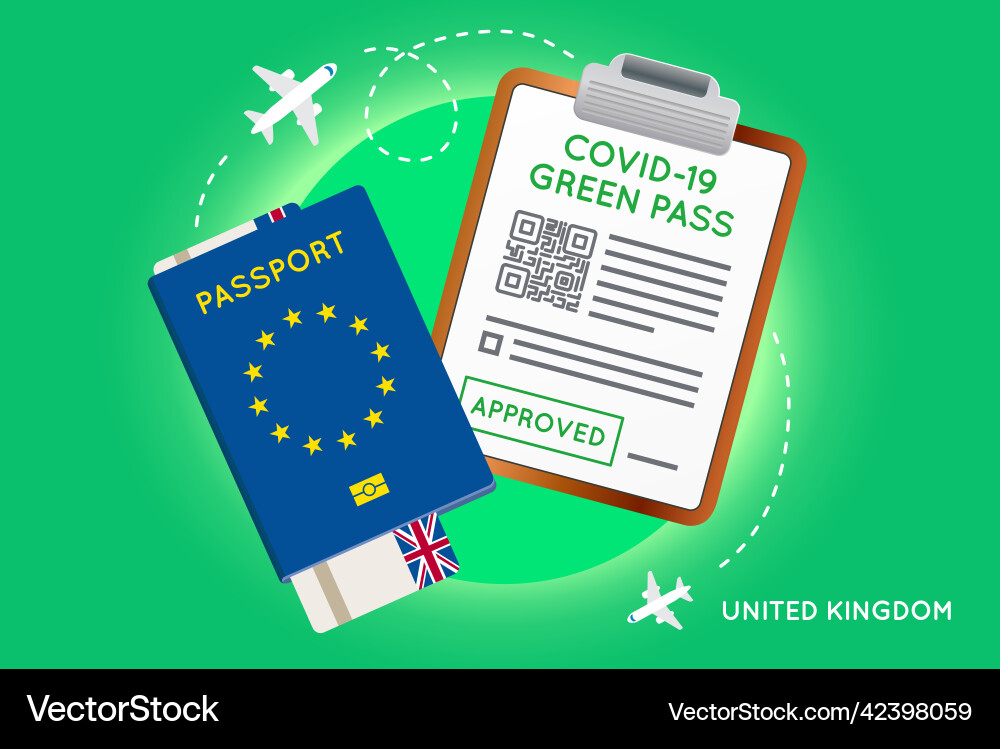Covid-19 immunity passport with qr code Covid-19 immunity passport with qr code vector image