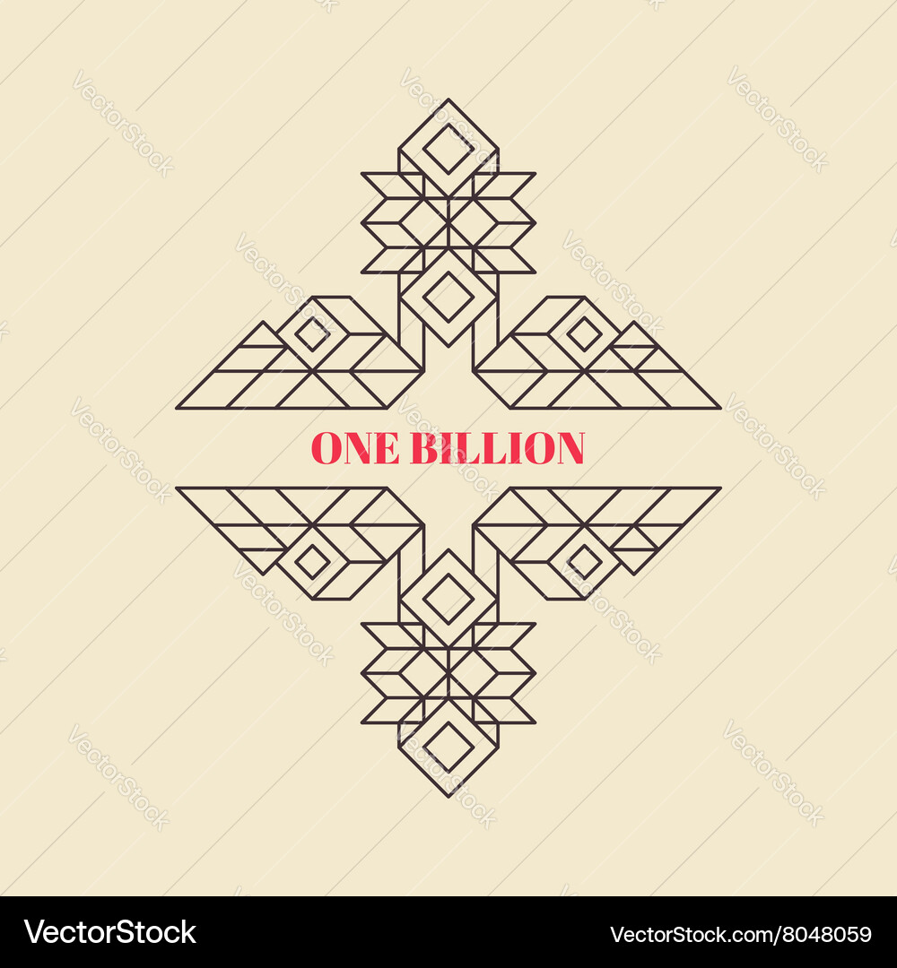 Decorative design element in retro style line art Vector Image