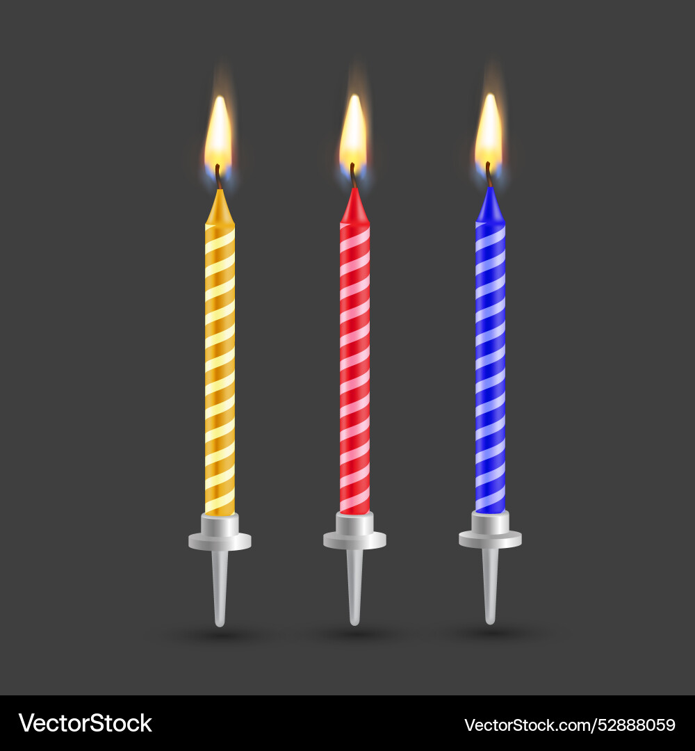 Festive burning candles in bright colors against Festive burning candles in bright colors against vector image