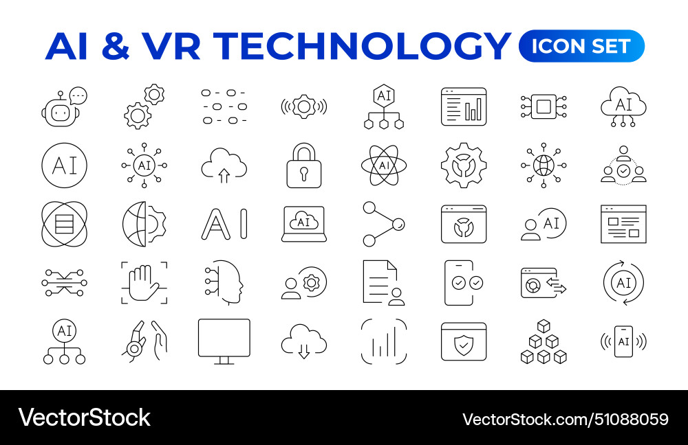 Künstliche Intelligenz Set von Web-Icons in Zeile Künstliche Intelligenz Set von Web-Icons in Zeile vektorbild