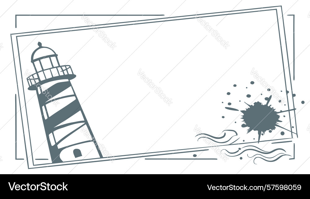 Lighthouse coastal scene frame design generative Vector Image