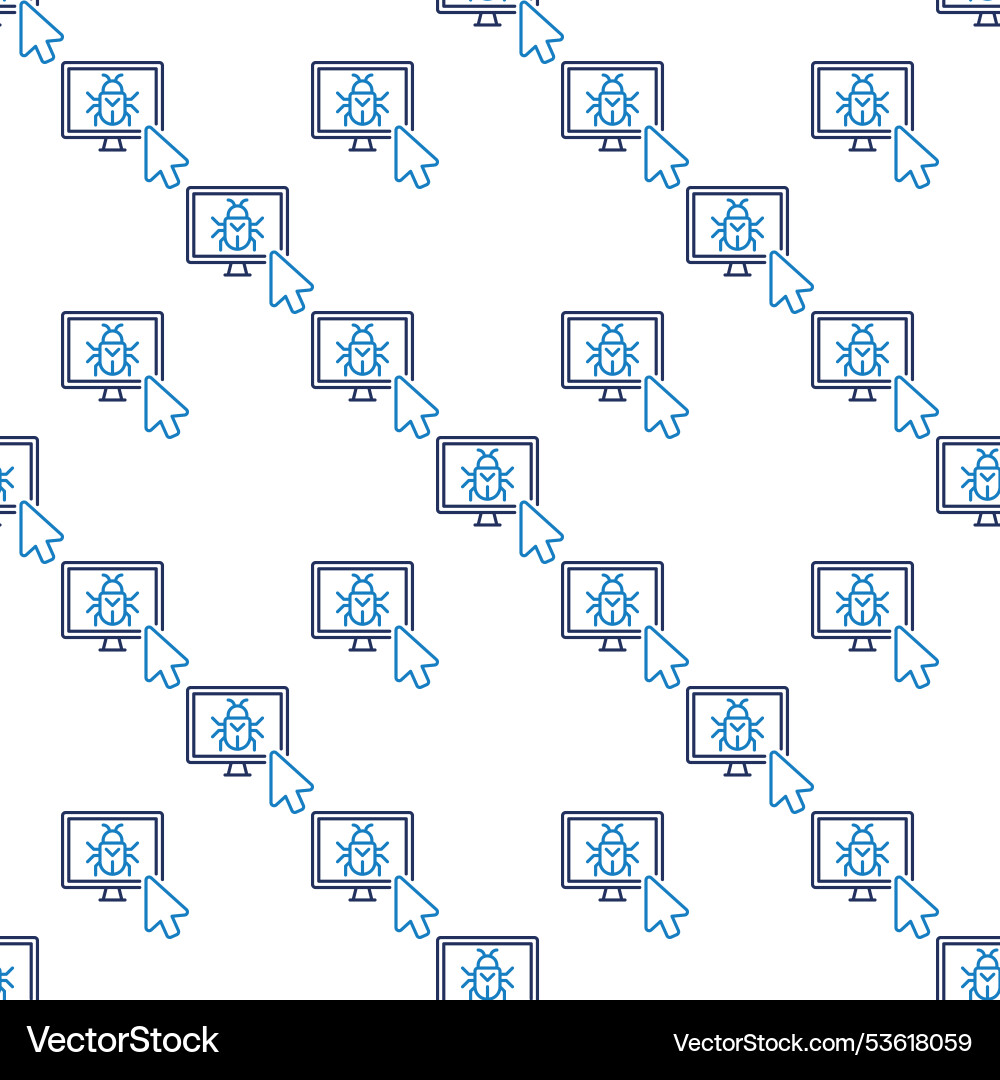 Mouse click on computer virus outline seamless Mouse click on computer virus outline seamless vector image