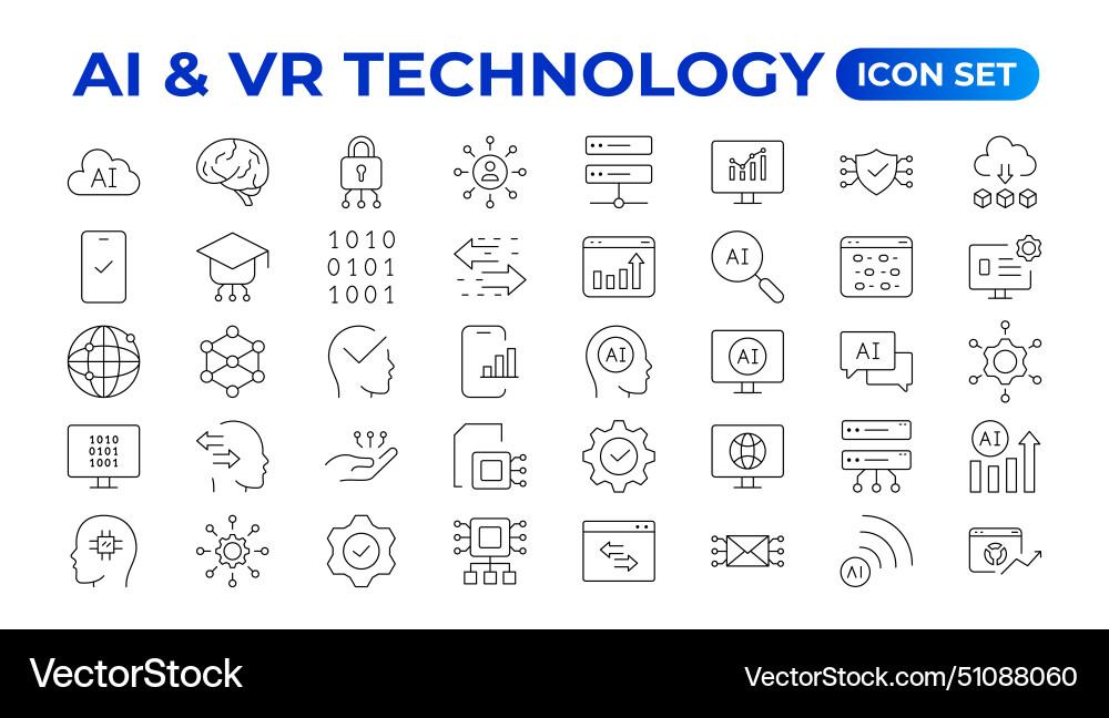 Artificial intelligence set of web icons in line Artificial intelligence set of web icons in line vector image
