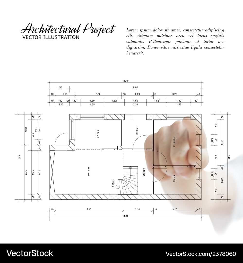 Blueprint with Hand Pointing vector image