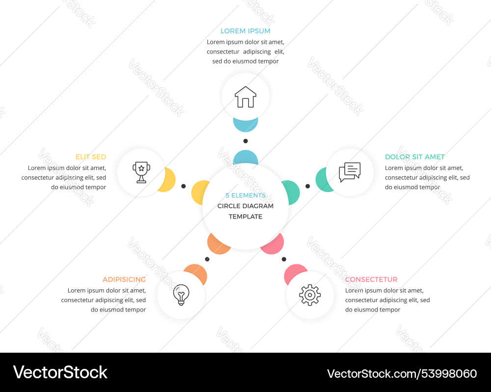 Circular diagram with 5 elements Vector Image