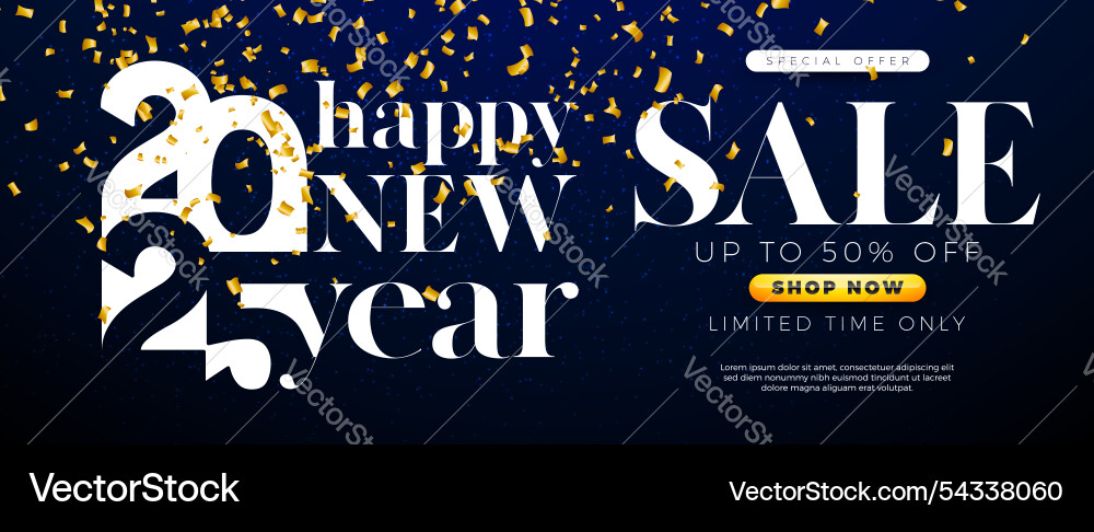 Happy new year sale 2025 design with typography Happy new year sale 2025 design with typography vector image