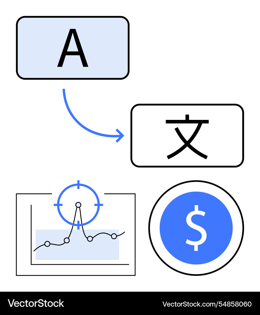 Language translation to data visualization Language translation to data visualization vector image