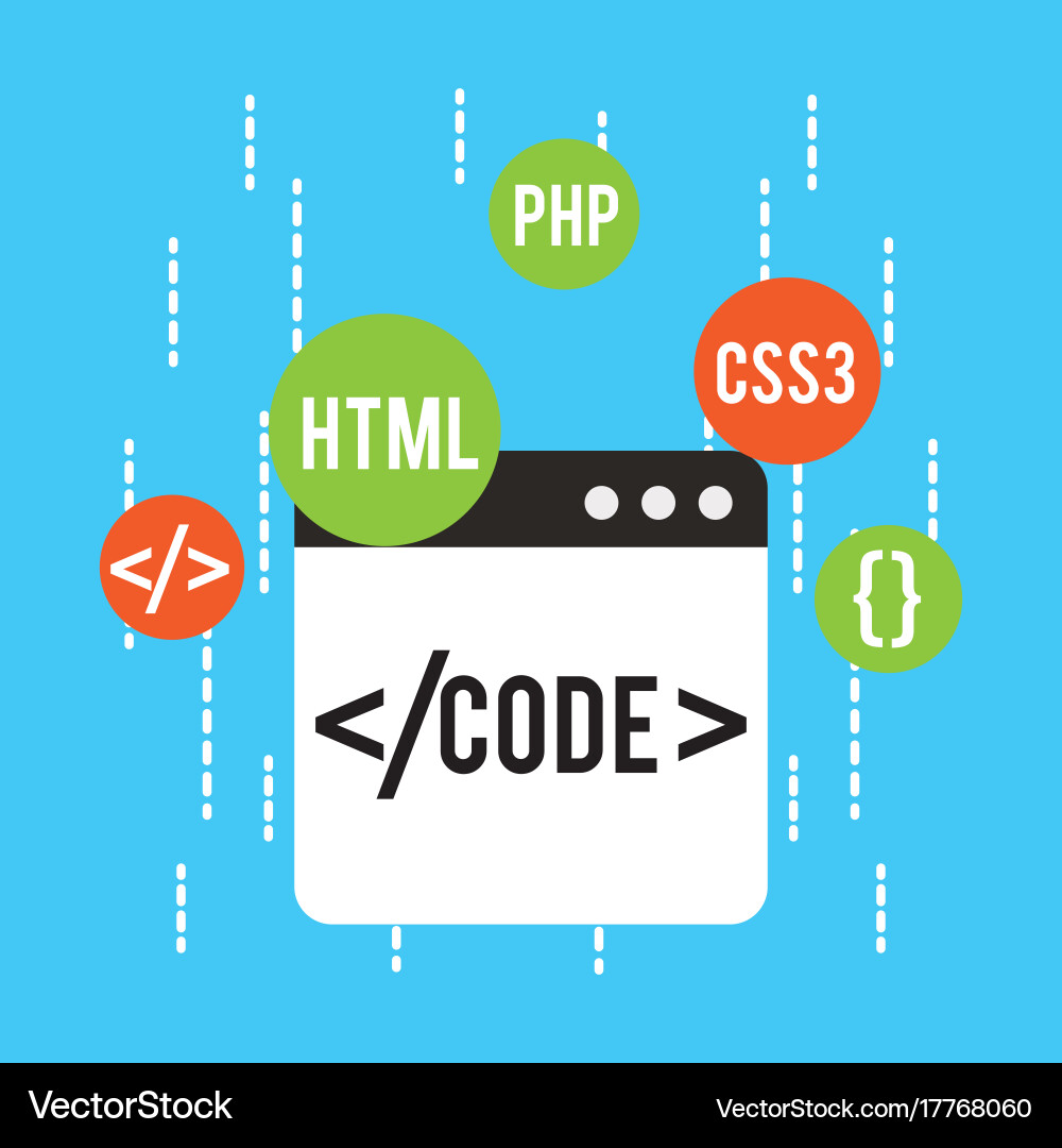 Web-Entwicklung Code html css php vektorbild