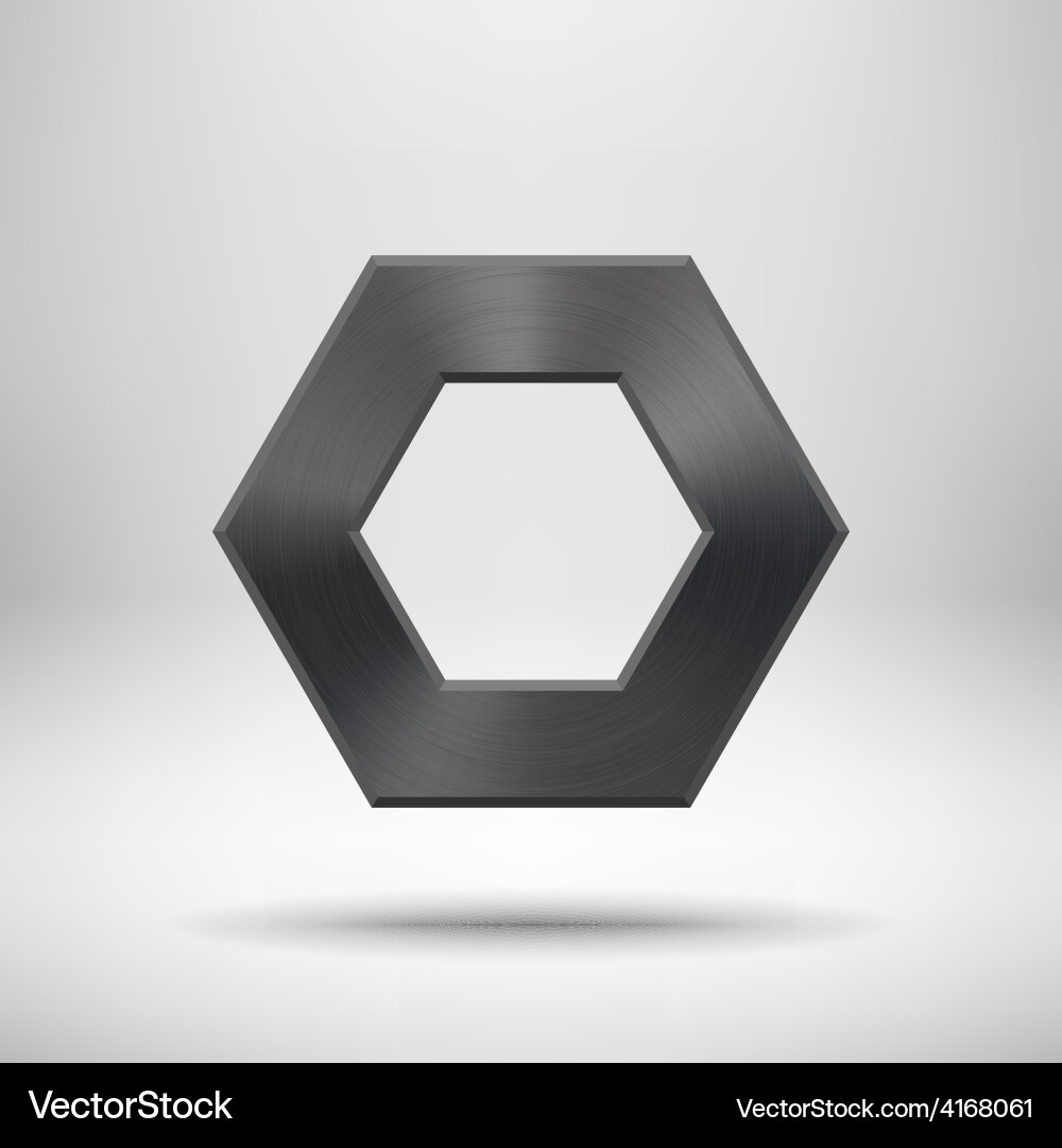 Black abstract polygon button template Vector Image