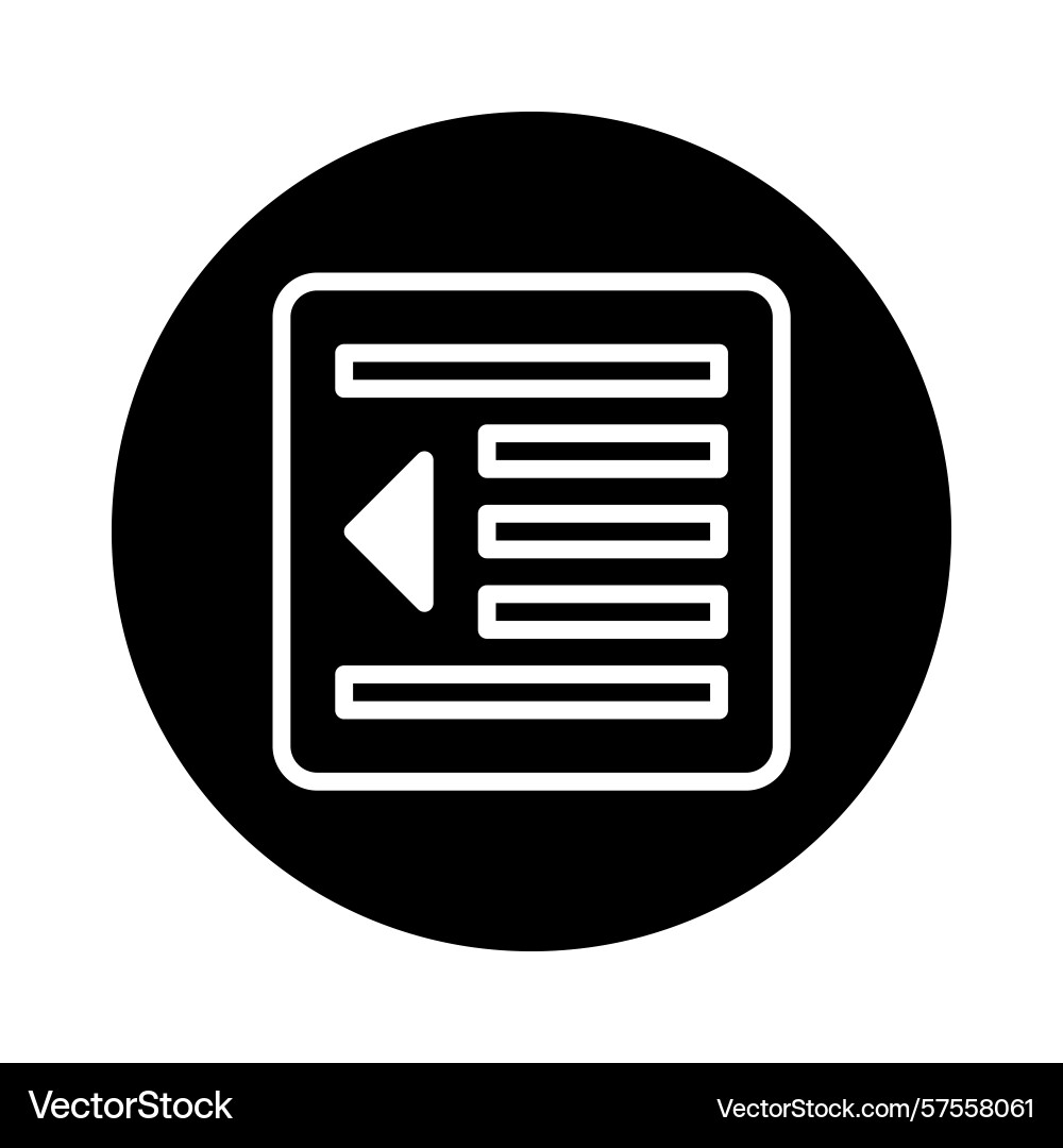 Black circular icon displaying white alignment vector image