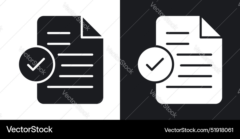 Document accept icon set in solid black and white Document accept icon set in solid black and white vector image
