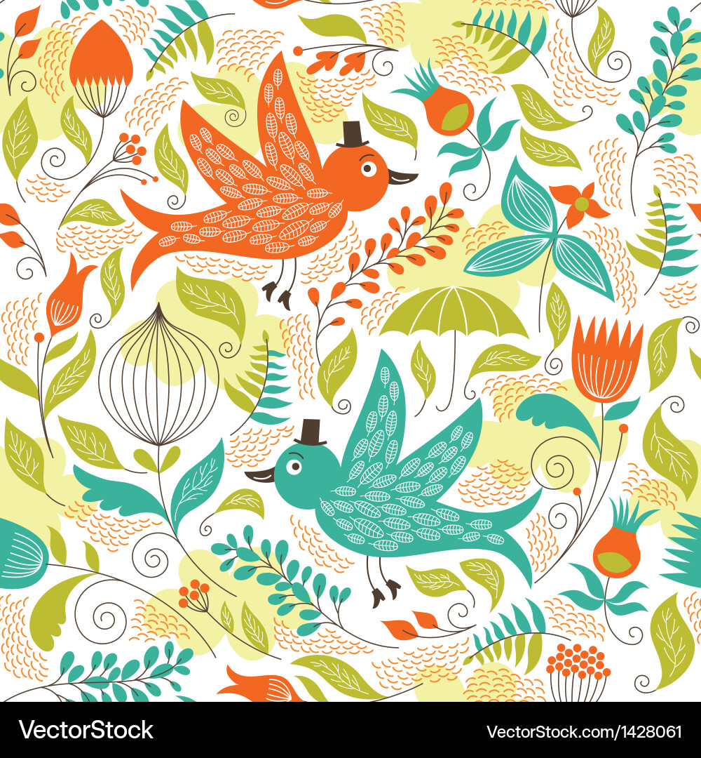 Elegant Birds Seamless Pattern Vector Image