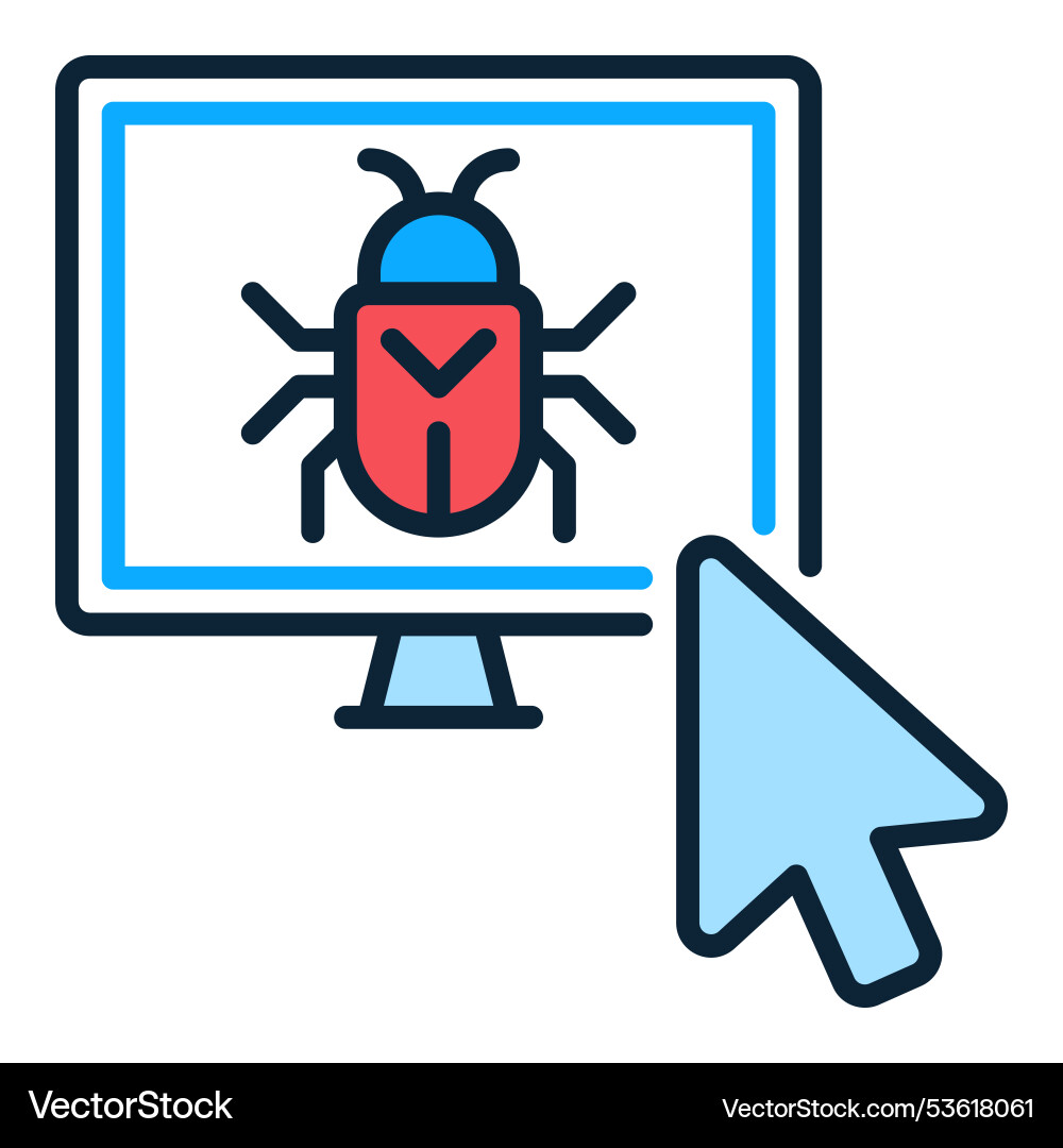 Mouse cursor on computer virus colored icon Mouse cursor on computer virus colored icon vector image