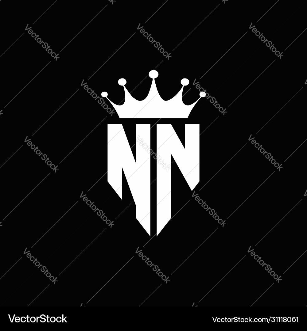 Nn logo monogram emblem style with crown shape Vector Image