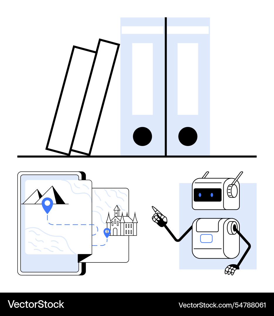 Robotics and navigation theme with folder Robotics and navigation theme with folder vector image