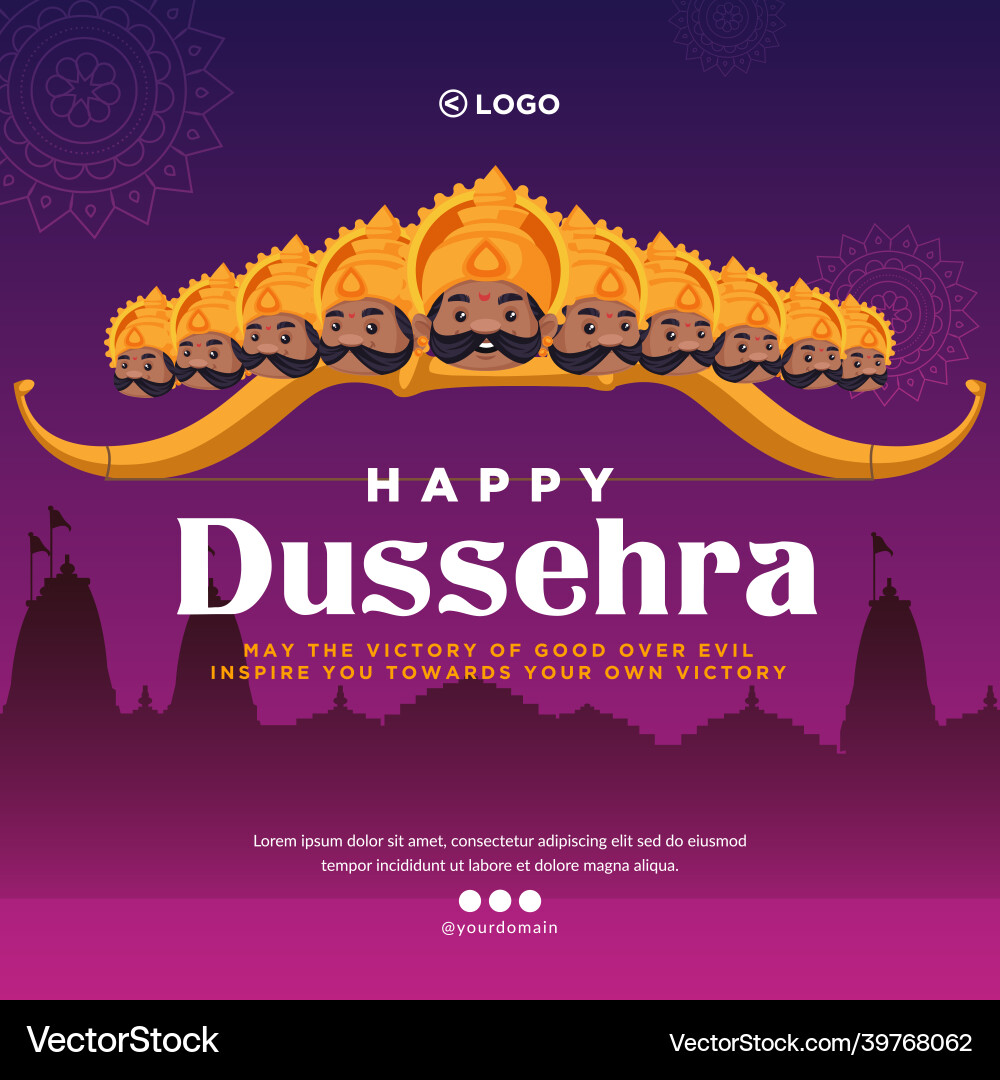 Banner design of happy dussehra vector image