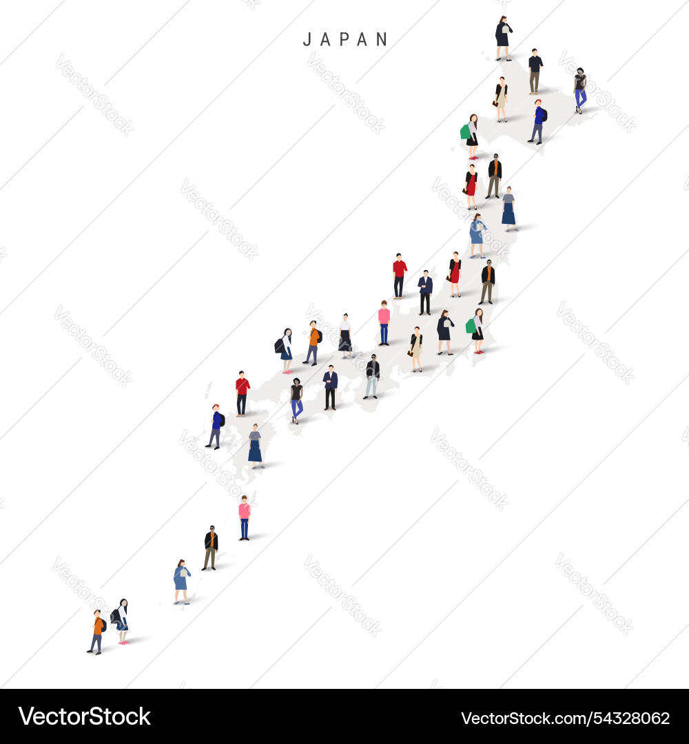 Japan population map large group of people Vector Image
