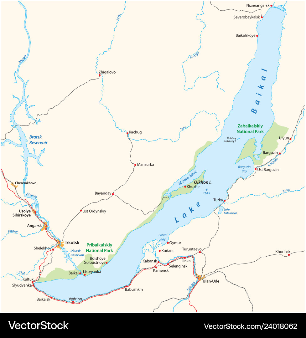 Map of the russian lake baikal vector image