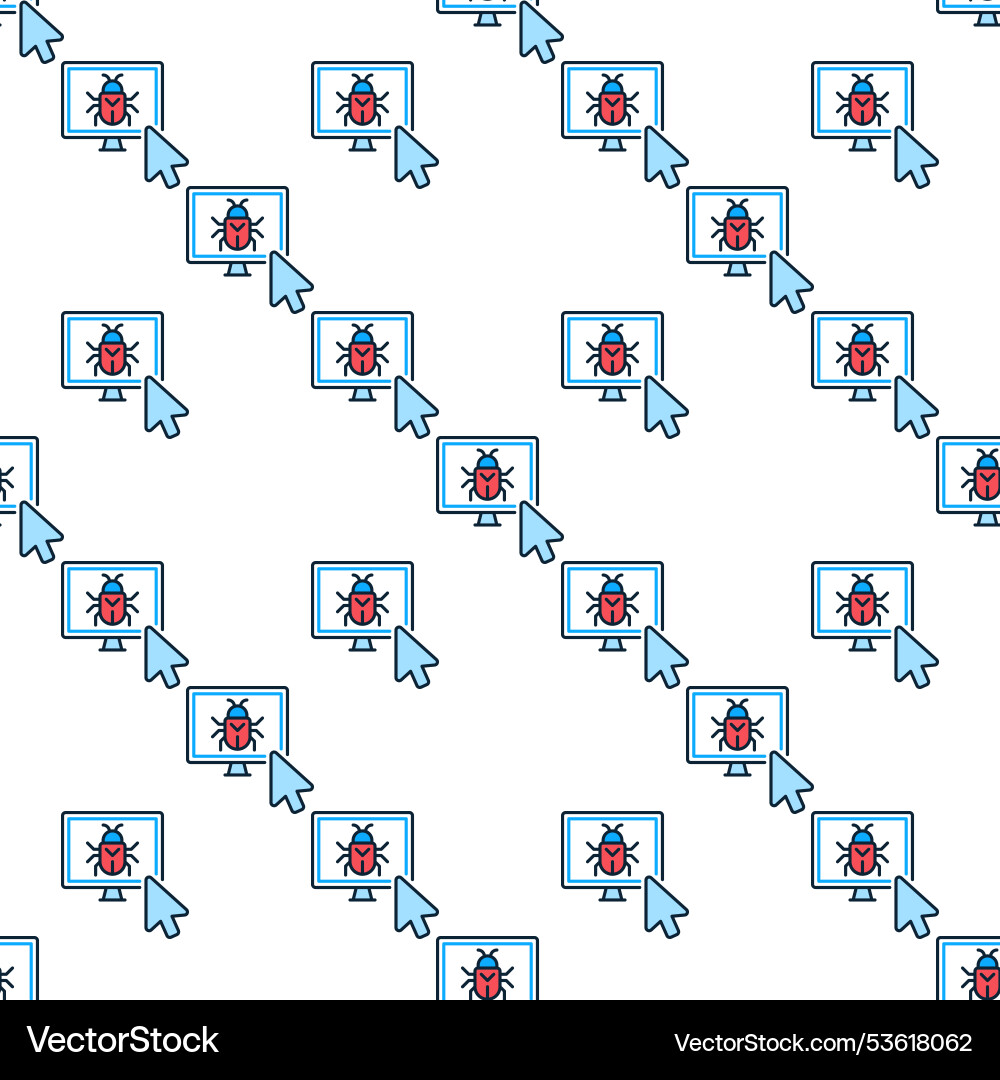 Mouse cursor on computer virus colored seamless Mouse cursor on computer virus colored seamless vector image
