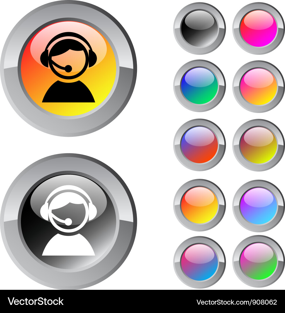 Operator multicolor round button Vector Image